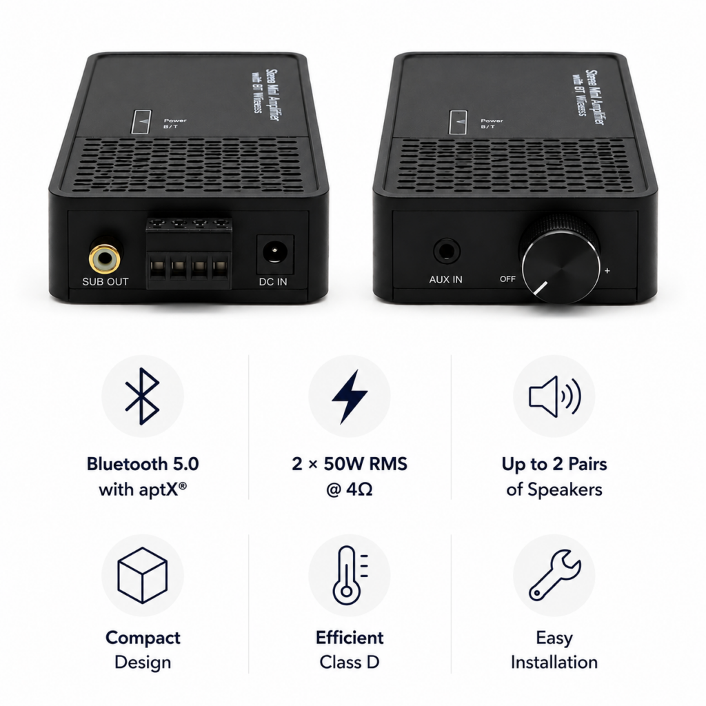 Bluetooth Audio Amplifier with Built-in Bluetooth Receiver