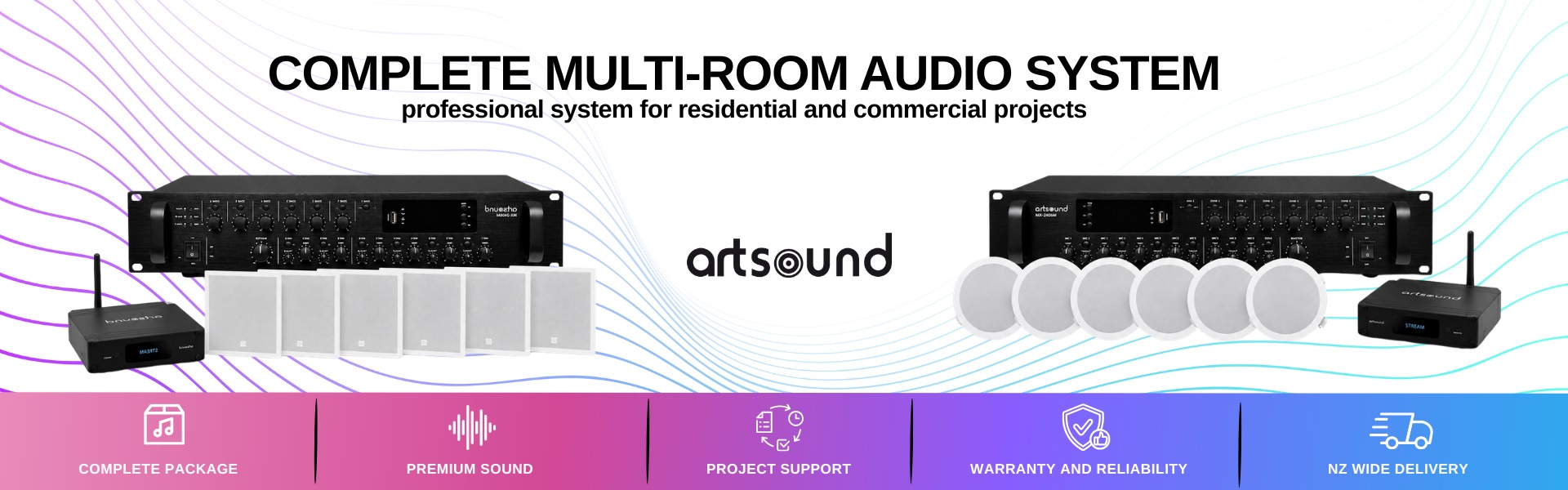 Professional multi-room audio systems designed for residential, hospitality and commercial installations